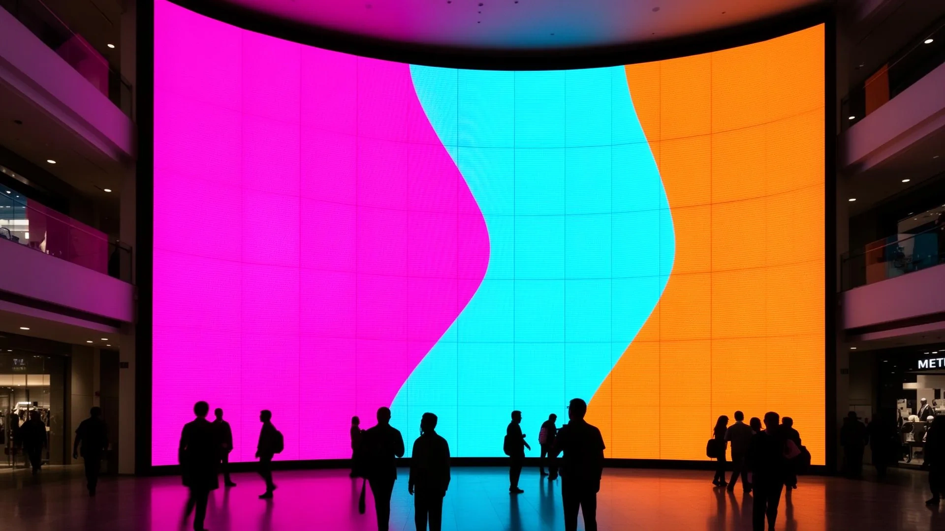 Leuchtende Indoor LED-Wall in moderner Lobby
