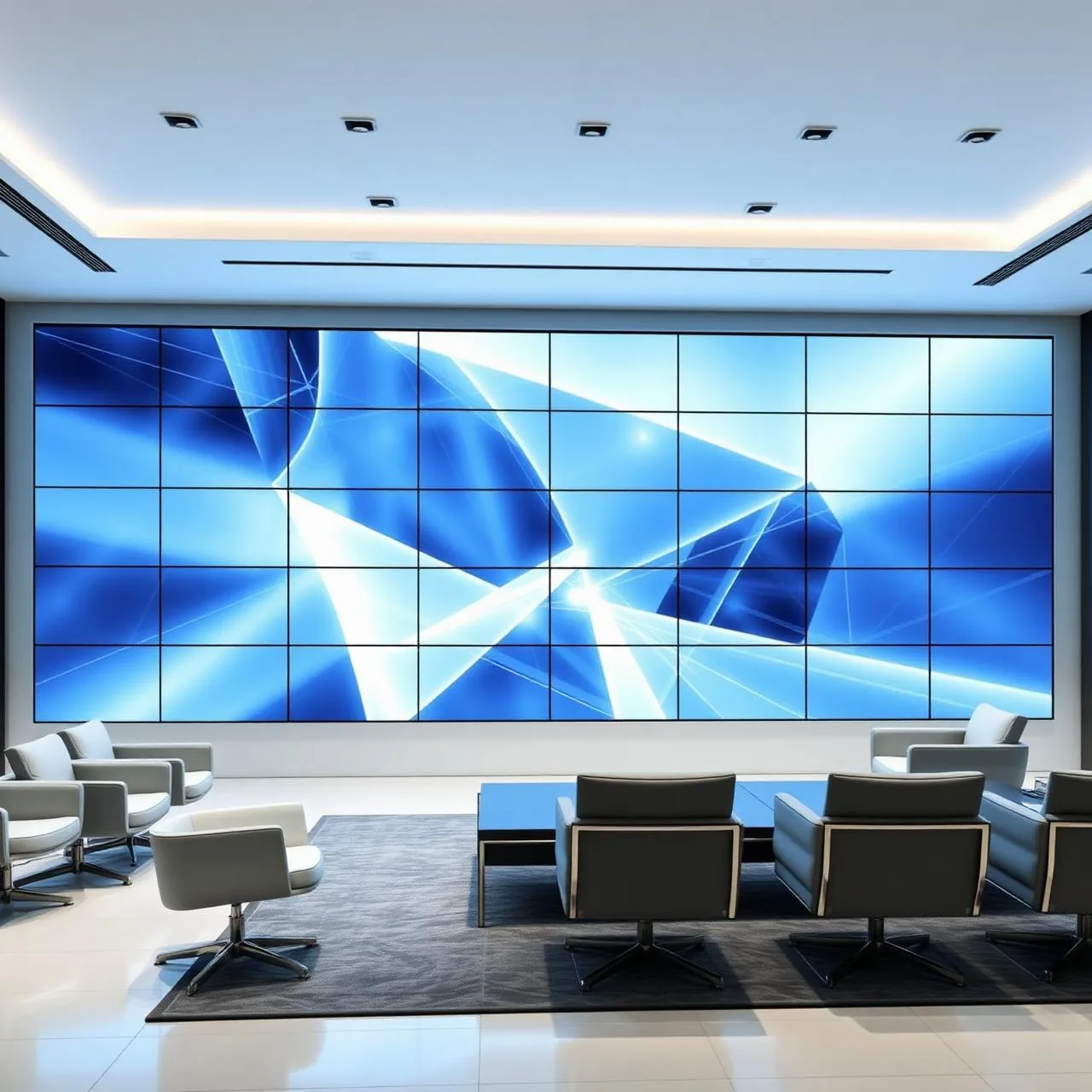 Großflächige LED-Wand in einem modernen Konferenzraum